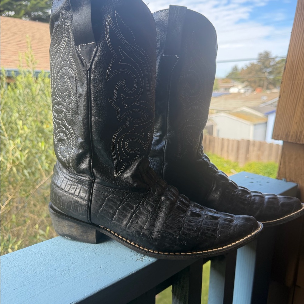 Boots Black Embossed Cowboy Boots